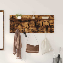 Berkfield Wall-Mounted Coat Rack with Shelf Smoked Oak 100 x 40 x 12 cm