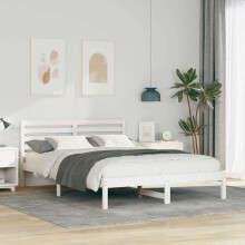 Berkfield Bed Frame with Headboard White 140 x 220 cm Solid Pine Wood