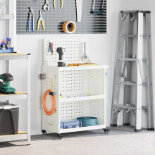 Berkfield Tool Trolley White 65 x 35 x 111 cm Cold-rolled Steel