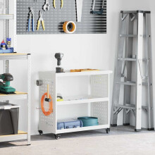 Berkfield Tool Trolley with Shelf White 75 x 35 x 73 cm Cold-rolled Steel