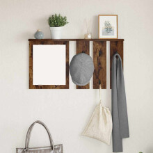 Berkfield Wall-Mounted Coat Rack with Shelf Smoked oak 85 x 10 x 45 cm