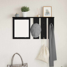 Berkfield Wall-Mounted Coat Rack with Shelf Black oak 85 x 10 x 45 cm