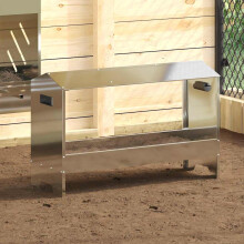 Berkfield Chicken Feeding Trough Silver 81 x 32 x 53.5 cm