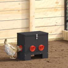 Berkfield Chicken Feeder Black 40.5 x 25 x 38 cm Cold-Rolled Steel