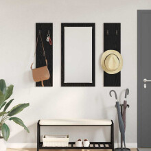 Berkfield Wall-Mounted Coat Rack Wall-mounted Black Oak 96 x 1.5 x 90 cm