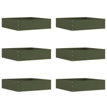 Berkfield Lawn Edging 6 pcs Olive Green 50 x 50 x 13 cm Steel