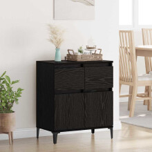 Berkfield Sideboard Black Oak 60 x 35 x 70 cm Engineered Wood and Iron