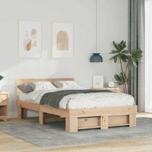 Berkfield Bed Frame with Headboard Brown 120 x 200 cm Solid Pine Wood