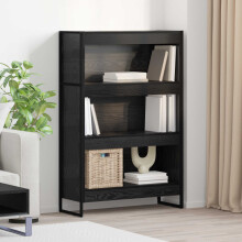 Berkfield Book Cabinet Black Oak 80 x 30 x 121 cm Engineered Wood