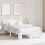 Berkfield Bed Frame with Headboard White 135 x 190 cm Solid Pine Wood 1