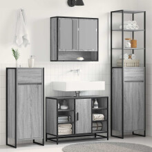 Berkfield Bathroom Cabinet Grey Sonoma 40 x 30 x 100 cm Engineered Wood