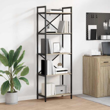 Berkfield Bookshelf Sonoma Oak 56 x 34 x 171 cm Engineered Wood