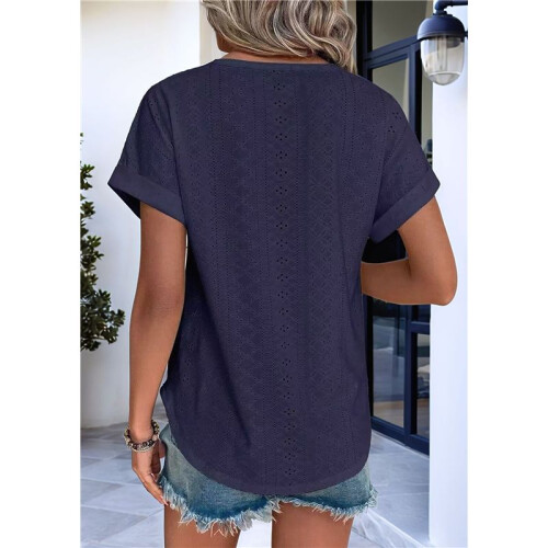 Womens Short Sleeve Tops Navy XL 2