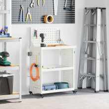 Berkfield Tool Trolley White 65 x 35 x 111 cm Cold-rolled Steel
