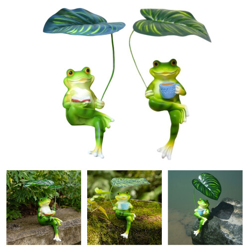 Statues de jardin de grenouilles, accessoires de-Boire du café 2