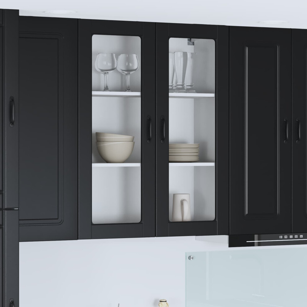Berkfield Dishwasher Panel Kalmar Black 80 X 31 X 100 Cm Engineered Wood 813936267566