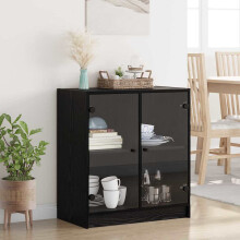 Berkfield Side Cabinet Black Oak 68 x 37 x 75.5 cm Engineered Wood