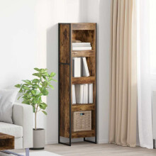 Berkfield Book Cabinet Smoke Oak 40 x 30 x 155 cm Engineered Wood