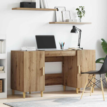 Berkfield Desk with Shelf Artisan Oak 140 x 50 x 75 cm Engineered Wood