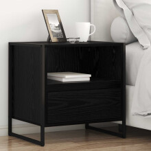 Berkfield Bedside Table Black Oak 50 x 39.5 x 50 cm Engineered Wood