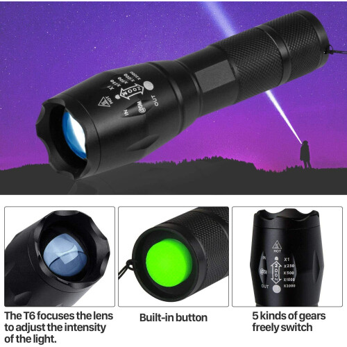 LED flashlight zoomable 1000 lumens 1