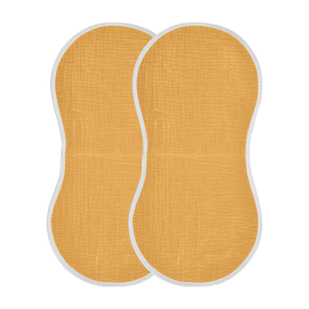 Mustard Muslin Baby Burp Cloths 2 Pack Super Soft Absorbency Washcloths For Newborns Yellow