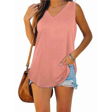 Débardeurs Col V pour Femme Rose XL
