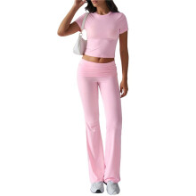 Pantalón de Traje de Manga Corta Ajustado de Color Liso, Rosa, XXL