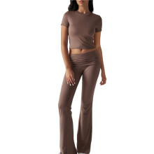 Pantalón de Traje de Manga Corta Entallado de Color Liso, Color Café, Talla XXL