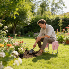Tuinbankje met knielkussen, opbergvakken en kussen