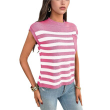 Women'S Crew Neck Top Thick Needle Casual Striped Sweater M