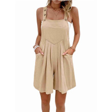 Solid Color Short Overalls Apricot S