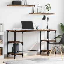 Berkfield Desk with Shelf Old Wood 140 x 50 x 75 cm Engineered Wood