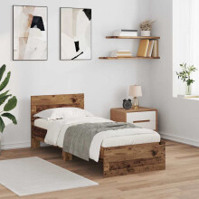 Berkfield Bed Frame with Headboard Old Wood 75 x 190 cm Engineered Wood
