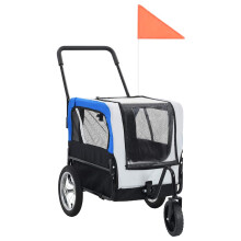 Berkfield 2-in-1 Pet Bike Trailer & Jogging Stroller Grey and Blue