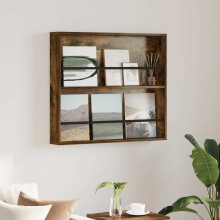 Berkfield Magazine Rack Smoked Oak 80 x 12 x 70 cm Engineered Wood