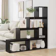 Berkfield Room Divider Bookcase Black Oak 143.5 x 29 x 143.5 cm