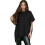 Women'S Loose Dropped Shoulder Short Sleeve Pullover Sweater Black S 1