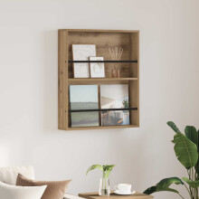 Berkfield Magazine Rack Artisan Oak 60 x 12 x 70 cm Engineered Wood