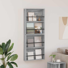 Berkfield Magazine Rack 2 pcs Grey Sonoma 60 x 12 x 70 cm Engineered Wood