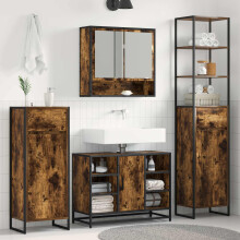 Berkfield Bathroom Cabinet Smoke Oak 40 x 30 x 180 cm Engineered Wood