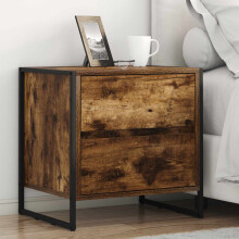 Berkfield Bedside Table 2 pcs Smoke Oak 50 x 39.5 x 50 cm Engineered Wood
