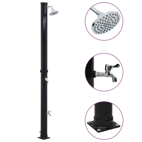 Berkfield Solar Shower Black 220 cm 20 L