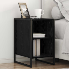 Berkfield Bedside Table 2 pcs Black Oak 39.5 x 30 x 50 cm Engineered Wood
