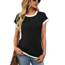 T-Shirts Ă Manches Courtes pour Femme, Noir, Taille L