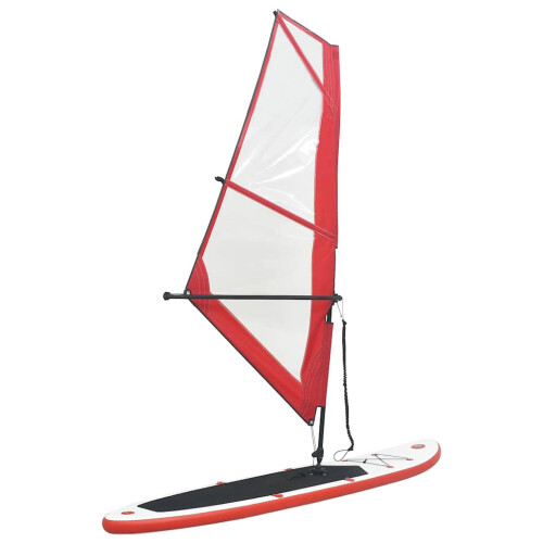 Berkfield Inflatable Stand Up Paddleboard with Sail Set Red and White