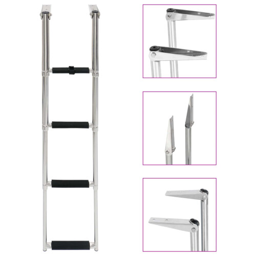 Berkfield Folding Boarding Ladder 4-step Stainless Steel
