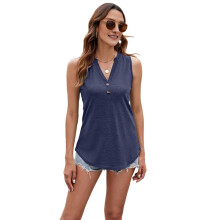 V-Neck Sleeveless Vest Navy L