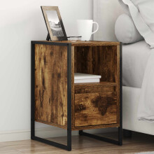 Berkfield Bedside Table Smoke Oak 39.5 x 30 x 50 cm Engineered Wood