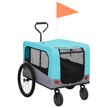 Berkfield 2-in-1 Pet Bike Trailer & Jogging Stroller Blue and Grey